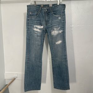 AG Adriano Goldschmied Tambourine Straight Leg Blue Jeans Size 31 Distressed